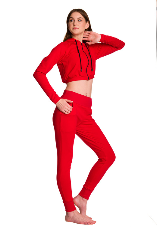 Pantaloni della tuta attillati da donna rossi