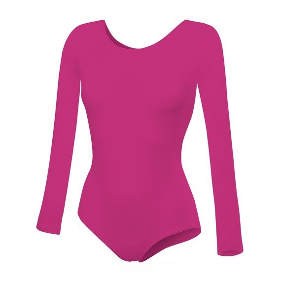 Body de antrenament gimnastică cu mâneci lungi B100D fucsia