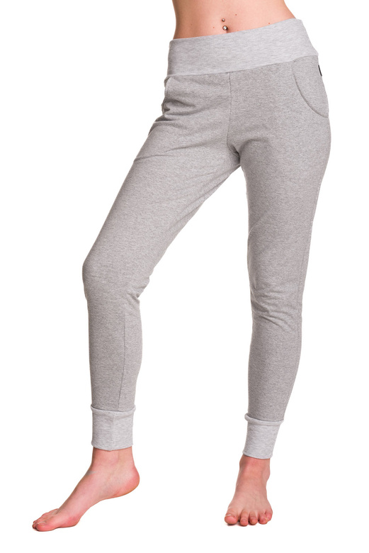 Pantaloni de trening de damă, muliți, gri melange