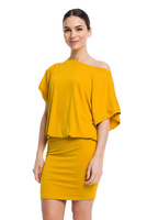 Dress with fitted bottom - mustard.