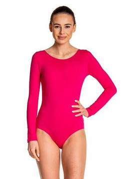 Gymnastik-Trainingsbody mit langen Ärmeln B100D fuchsia