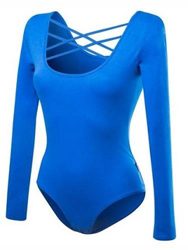 Body da donna a maniche lunghe con lacci blu fiordaliso