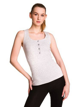 Chemisier rayé sans manches en coton gris chiné pour femme