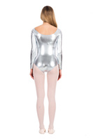 Training Gymnastic Metallic Body with Long Sleeve M100D Silver.