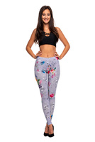 Gyerek női sport leggings FLOWERS mintás szürke színben