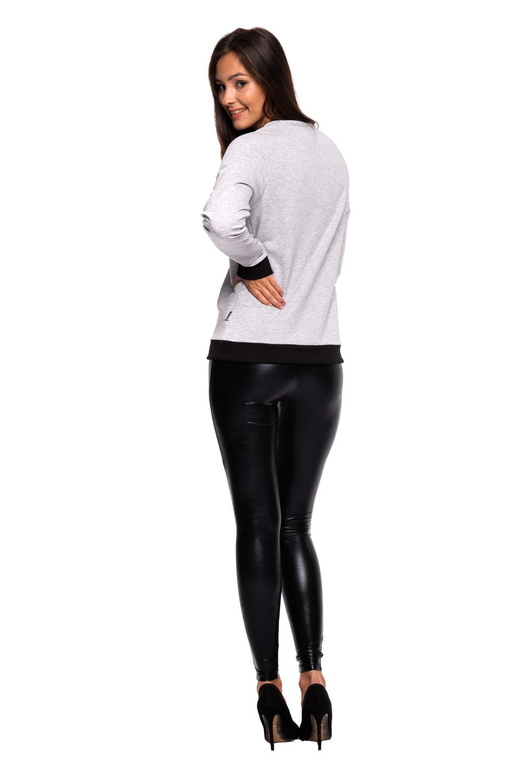 Damen-Leggings mit hoher Taille glänzend SCHWARZ