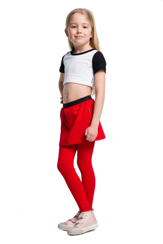 Long red leggings with skirt