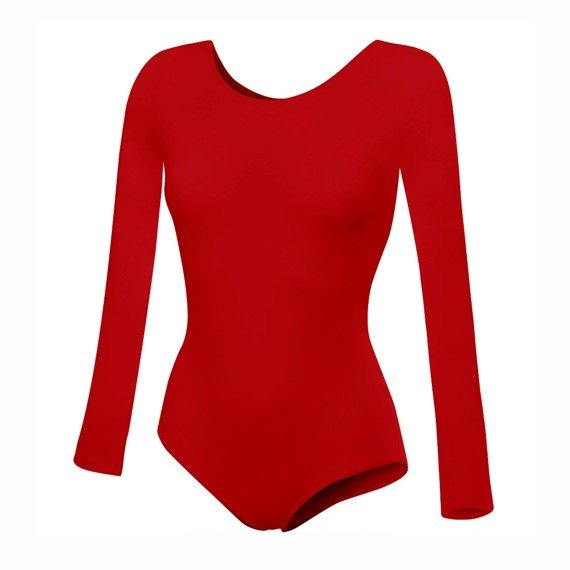 Gymnastic Training Body with Long Sleeves B100D in Red.