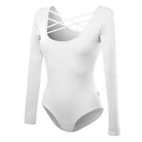 Body de dama cu maneci lungi siret alb