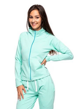 Sweat-shirt de sport avec col montant, fermeture éclair et poches, menthe