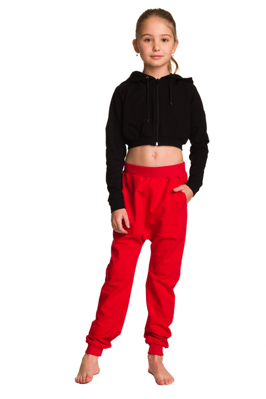 Sweat court enfant à grande capuche pour fille noir