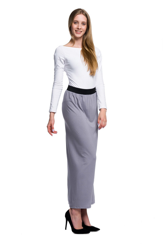 Jupe cintrée MAXI en viscose - gris