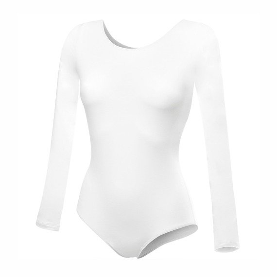 Gymnastics Training Body with Long Sleeve B100D White.