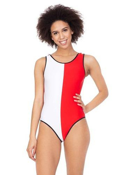 Body Maillot de bain 1 pièce BLANC - ROUGE