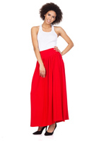 MAXI red viscose skirt.