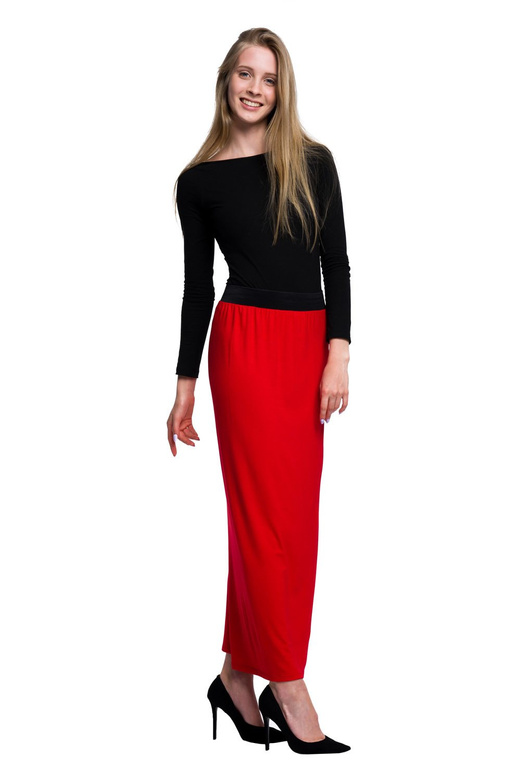 Fitted Viscose MAXI Skirt - Red.