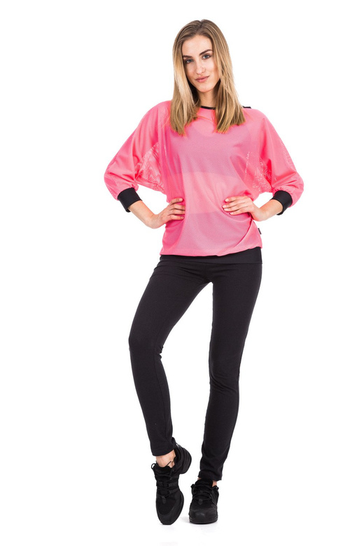Coral Fluo Neon Mesh 3/4 Sleeve Blouse