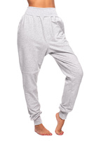 Pantaloni della tuta da bambino da donna con décolleté a cavallo ribassato grigio melange