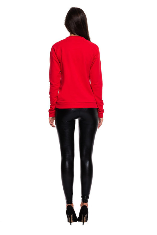 Sweat sport femme manches longues avec broderie souris rouge