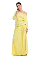 Long MAXI viscose dress - lemon.