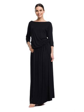 Rochie MAXI lunga din vascoza - neagra