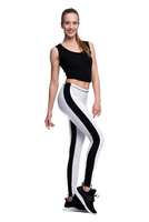 White leggings with black stripes - white black.