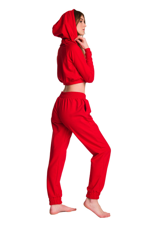 Kinder-Kurz-Sweatshirt mit großer Kapuze für Mädchen rot