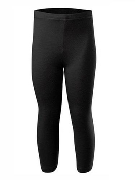 Sport 3/4 Leggings für Damen und Herren Kinder Baumwolle schwarz