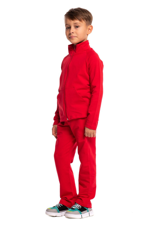 Sweat-shirt de sport avec col montant, fermeture éclair et poches, rouge