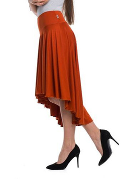 Asymmetric circle skirt - rust-colored