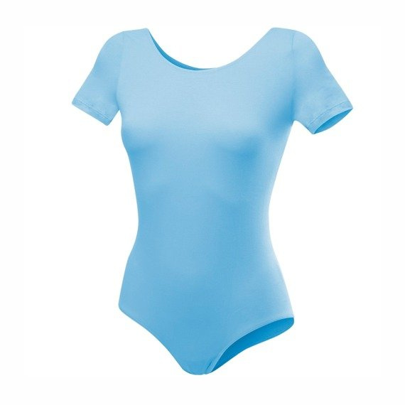 Body de gymnastique manches courtes B100K bleu ciel