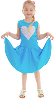 Fairy-tale flared dress for a little girl with a turquoise HEART motif.