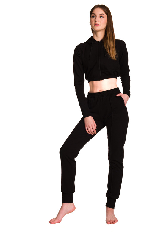 Sweat court enfant à grande capuche pour fille noir