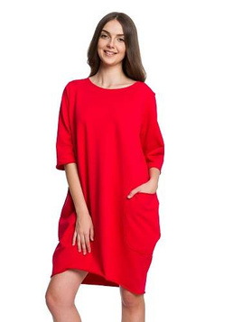 Kleid Tunika Sweatshirt Oversize für Frauen rot