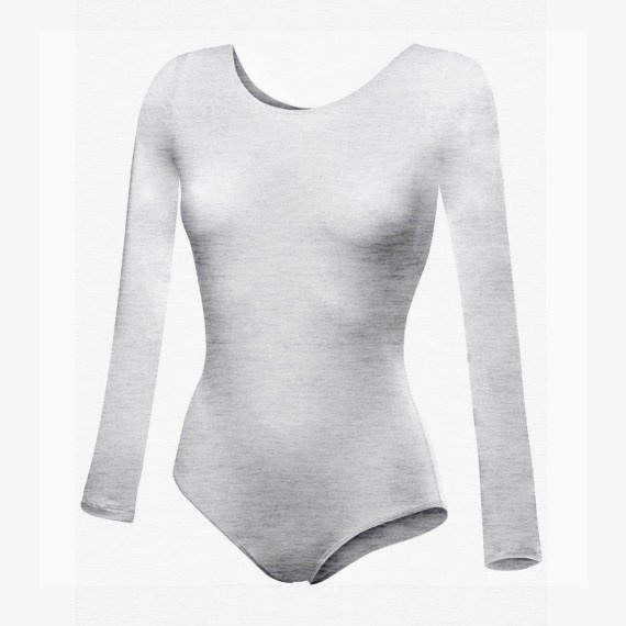 Gymnastic Training Body with Long Sleeves B100D Melange - Grey.