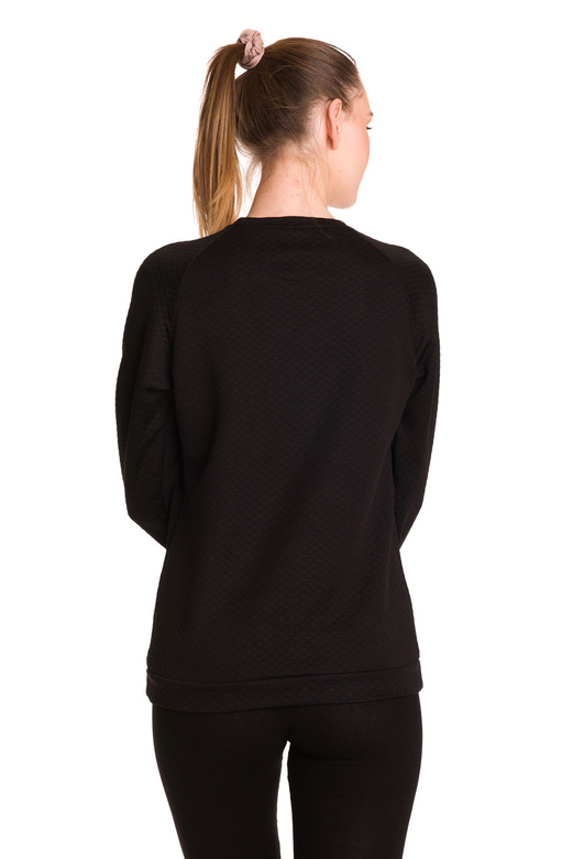 Sweat-shirt sport femme sans capuche, matelassé noir