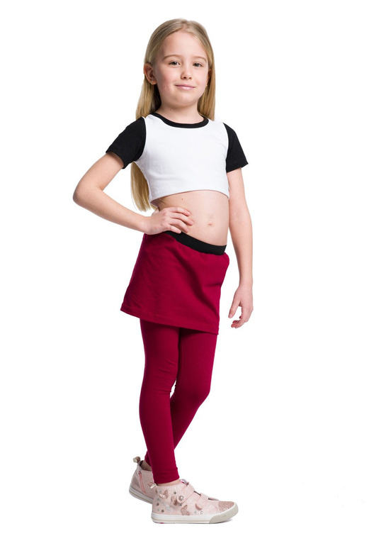 Leggins largos con falda burdeos