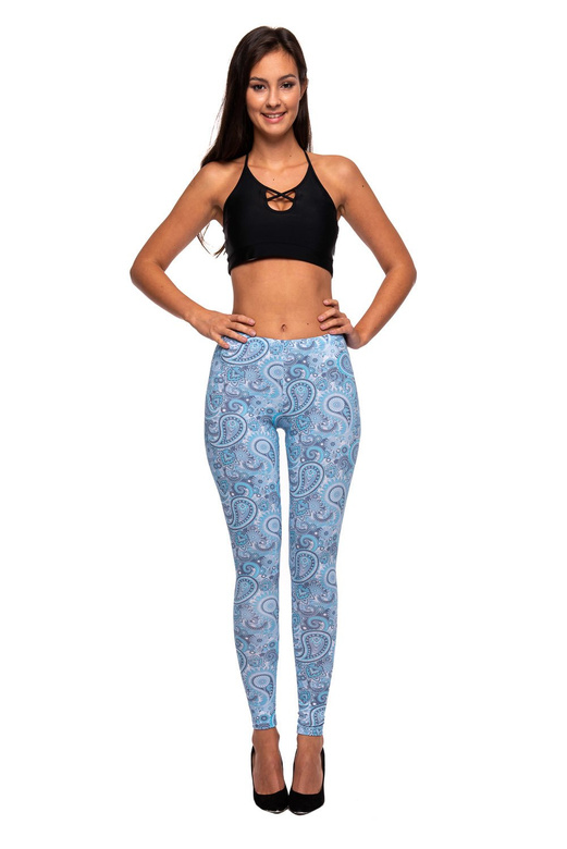 Női gyerek sport leggings PAISLEY kék mintával