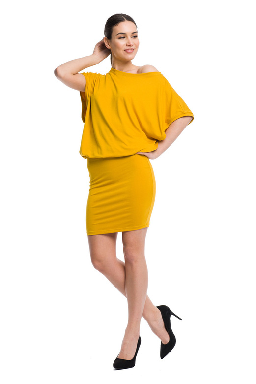 Dress with fitted bottom - mustard.