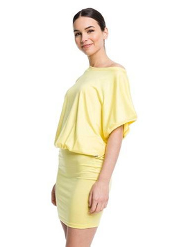 Klänning med en figursydd botten - citron