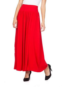 MAXI red viscose skirt.