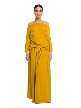 Robe longue MAXI en viscose - moutarde