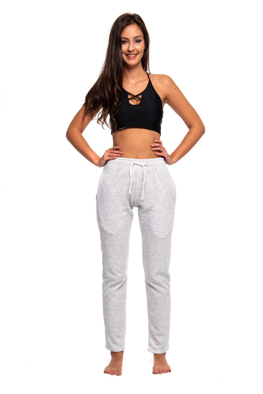 Jogging long droit gris chiné