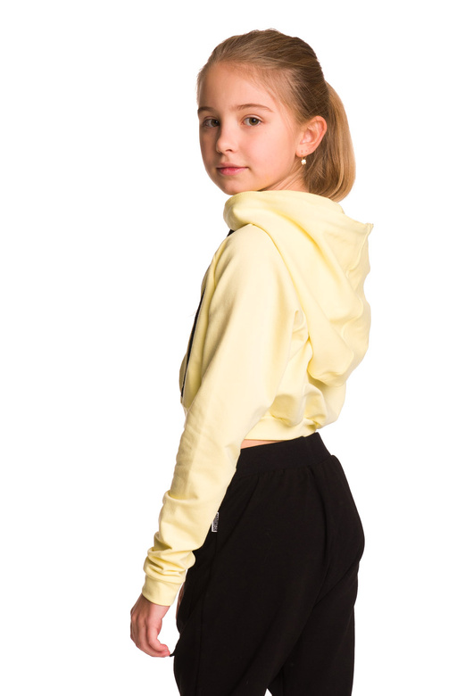 Felpa corta da donna con ampio cappuccio per bambini limone