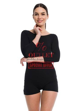 OUTLET Body cu maneci 3/4 si picioare scurte negru