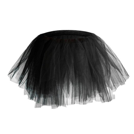 Multi-layered black tulle tutu skirt.