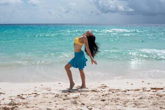 Fusta circulară evazată - turcoaz