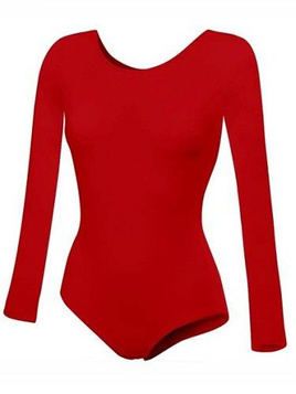 Gymnastic Training Body with Long Sleeves B100D in Red.