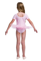 Short-sleeved pink body suit with tutu.