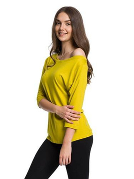 Laia kaelusega viskoosist pluus, 3/4 varrukas - pistaatsia